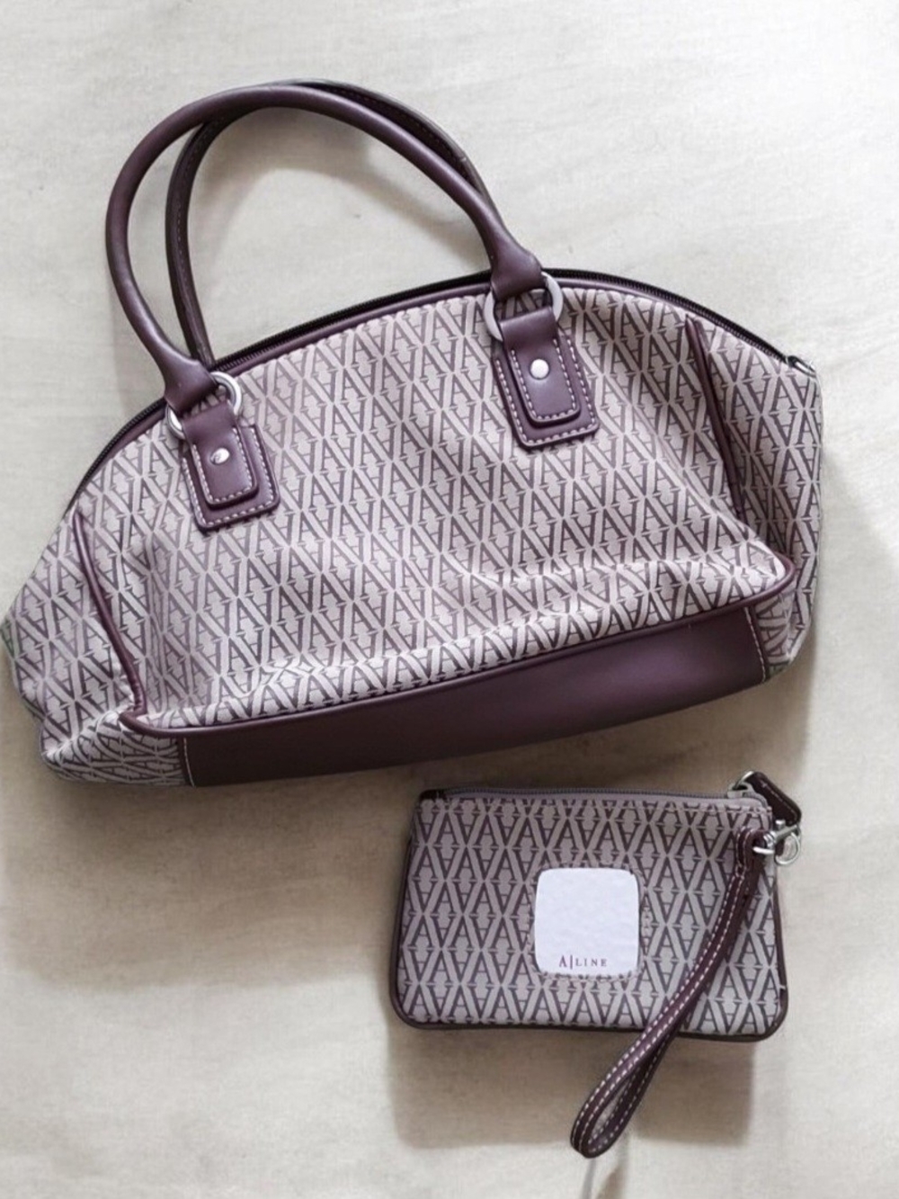 A|V Monogrammed Tote and Wristlet Set in Plum